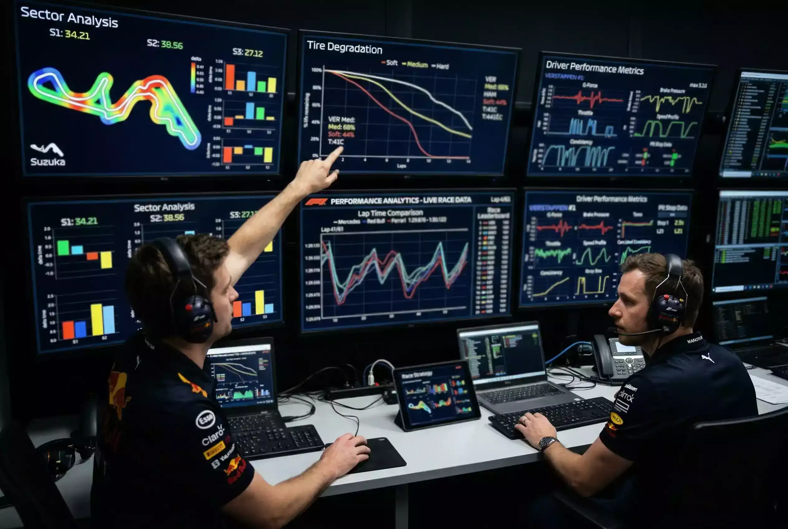 Dashboard de datos de telemetria F1 con graficos y estadísticas de rendimiento